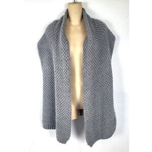 J Jill Alpaca Sweater Vest Womens Large Drape Cardigan Loose Knit Gray